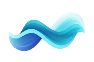 Abstract blue wave design element, ideal for creative backgrounds and projects, showcasing smooth curves and gradient color transitions. png