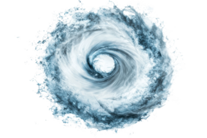 A mesmerizing digital illustration of a swirling vortex in shades of blue and white, depicting movement and energy in an abstract design. png