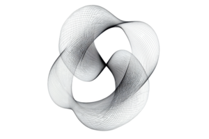 Abstract black and white geometric shape created with intricate lines on a transparent background. offering a modern and minimalist design. png
