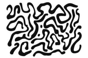 Abstract black and white pattern resembling intricate maze lines on a transparent background, perfect for modern design projects. png