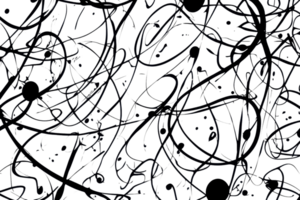 Abstract black with multicolored lines and shapes, creating a dynamic and vibrant artistic composition. png