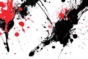 Abstract black and red paint splatters create dynamic, bold energy on a contrasting dark background, perfect for creative projects. png