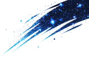 Abstract blue cosmic trail with sparkling stars on a transparent background. Perfect for science fiction and space themes. png