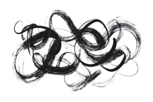 Abstract black scribble on transparent background, representing chaos and creativity. Perfect for artistic design and modern compositions. png