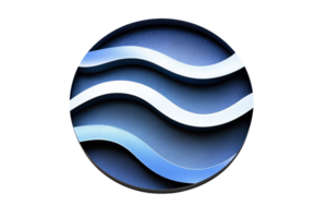 Abstract circle design featuring wavy blue lines and gradients, ideal for backgrounds, branding, or modern art projects. png
