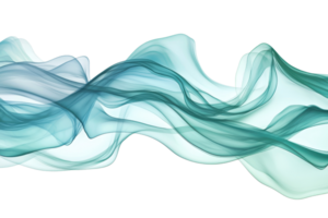 Abstract flowing blue and green waves creating a smooth, elegant pattern on a transparent background. symbolizing motion and creativity. png