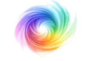 Abstract colorful spiral design showcasing a vibrant swirl of rainbow colors in motion, creating a dynamic and lively visual effect. png
