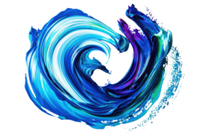 Abstract digital artwork of swirling blue and teal waves forming a dynamic and fluid motion, capturing the essence of oceanic energy. png