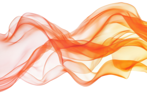 Abstract flowing orange waves on a transparent background. creating a dynamic and vibrant visual effect. png