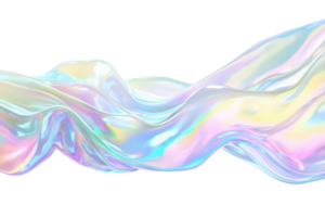 Abstract iridescent wave on transparent background. showcasing fluid movement and pastel colors. Ideal for modern design and creative projects. png