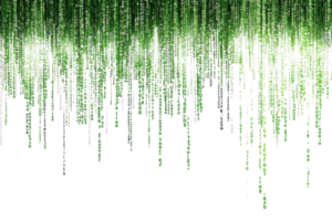 Abstract green digital rain with matrix code in futuristic cyber background. Perfect for technology and data-themed visuals. png