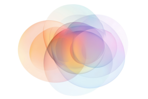 Abstract multicolored overlap shapes create a vibrant, dynamic visual effect, perfect for modern design projects and artistic presentations. png