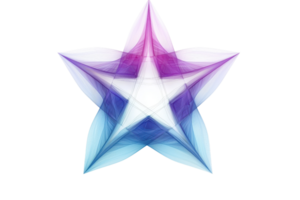Abstract star shape with a blend of purple, blue, and white hues, forming a symmetrical geometric pattern. Ideal for design and creativity themes. png