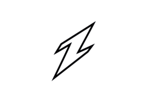Black lightning bolt icon on transparent background, suitable for electricity, energy, and power themes in graphic design projects. png