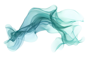 Abstract teal smoke wave on transparent background. creating a sense of motion and fluidity, perfect for modern design projects and backgrounds. png