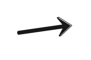 Black arrow pointing to the right isolated on a transparent background. Ideal for designs and presentations requiring direction indicators. png