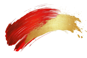 Abstract red and gold brushstroke on transparent background. perfect for creative art projects and modern design elements. png