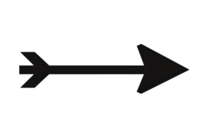 Black arrow icon pointing to the right, symbolizing direction, navigation, and progress. Minimalistic on a transparent background. png