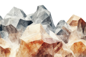 Abstract low-poly art depicting geometric mountains in earthy tones. Perfect for design and background use. png