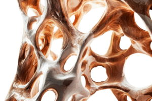 Abstract organic texture resembling a network of natural fibers, showcasing intricate patterns and dynamic forms in earthy tones. png