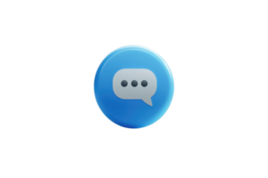 Blue circular chat icon with three dots, symbolizing messaging and communication, set against a transparent background for digital use. png