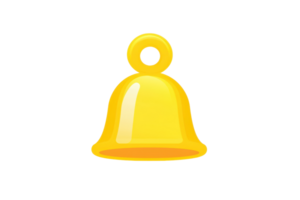 Bright yellow bell icon with a simple, clean design. Perfect for notifications, alerts, or sound-related concepts in digital or print media. png