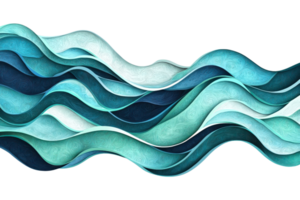 Abstract turquoise wave pattern creating a serene and flowing visual with layered textures and calming colors. png