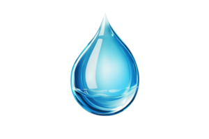 Bright blue water droplet against a transparent background. symbolizing purity and freshness. Perfect for concepts of hydration and natural resources. png