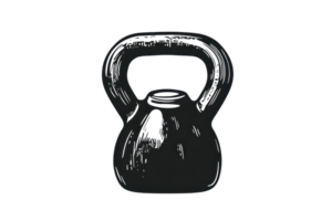 Black kettlebell isolated on transparent background. ideal for fitness, strength training, and exercise-related projects or designs. png
