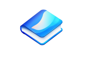 Blue gradient book icon on a transparent background. Perfect for app design or educational content, emphasizing modern digital themes. png