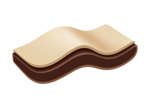 Abstract wavy layered chocolate and cream illustration, showcasing modern design, texture, and curves in a minimalist style. png
