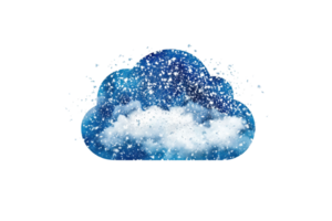 Artistic illustration of a blue cloud with a splash effect, symbolizing creativity and imagination in a dreamy atmosphere. png