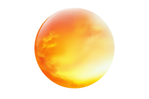 Bright orange and yellow sphere with a sunset gradient, radiating warmth and light, representing energy, creativity, and positivity. png