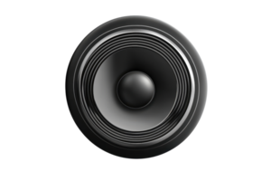 fechar-se do uma Preto alto falante cone em uma transparente fundo. exibindo moderno audio tecnologia e Projeto. ideal para som e música conceitos. png