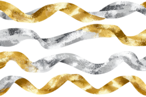 Abstract wavy pattern in gold and silver. Modern design with metallic texture creating an elegant and stylish background. Perfect for art decor. png