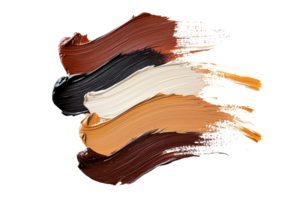 Artistic palette of paint strokes in diverse colors showcasing texture and vibrancy, ideal for creative design and artistic projects. png