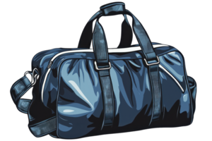 Blue travel duffle bag with adjustable straps and zip closure, perfect for gym or weekend trips, isolated on transparent background. png
