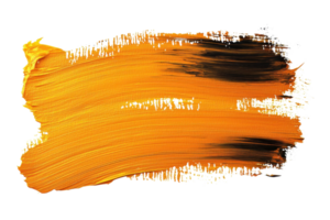 Bold orange and black paint stroke on transparent background. showcasing vibrant expression and abstract art. Ideal for creative projects. png