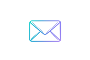 Colorful gradient line art of an envelope icon on a transparent background, symbolizing communication, email, and digital messaging. png