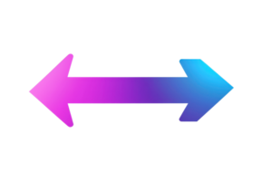 Colorful gradient double-headed arrow icon on a transparent background, symbolizing direction, choice, navigation, or movement. png