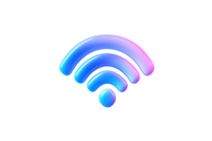 Colorful gradient wireless signal icon representing technology and connectivity. Perfect for tech, communication, and networking themes. png