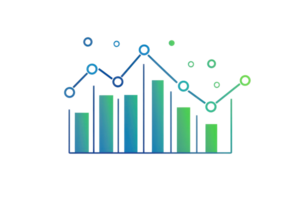 Colorful data visualization with bar and line charts, representing statistical analysis and trends in a digital format. png