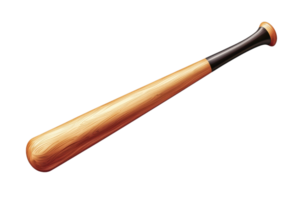 Close-up of a wooden baseball bat on a transparent background. showcasing its smooth texture and classic design. Perfect for sports enthusiasts. png