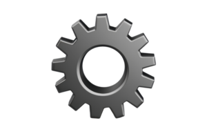 Close-up of a metallic gear on a transparent background. symbolizing engineering, technology, and mechanical processes. png