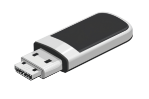 Close-up of a sleek USB flash drive on a transparent background. perfect for showcasing digital storage solutions and tech gadgets. png