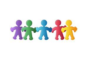 Colorful paper doll chain representing unity, teamwork, and diversity. Ideal for concepts of inclusion, collaboration, and community. png