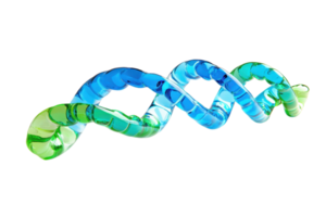 Colorful 3D DNA helix model, representing genetic science and biotechnology with a vibrant, abstract design. png