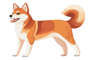 Colorful cartoon illustration of a Shiba Inu standing with a smile. Perfect for pet-themed designs and playful projects. png