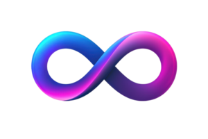 Colorful infinity symbol on a transparent background. representing endless possibilities and limitless potential in a modern and vibrant design. png