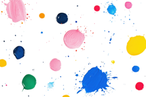 Colorful splashes of paint on a transparent background. creating an abstract and playful artistic pattern perfect for creative designs. png